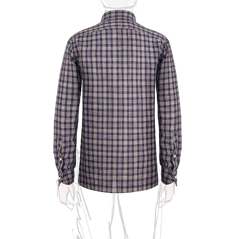 Rubinacci Vintage archive camicia in lino grigio e blu Duty-free
