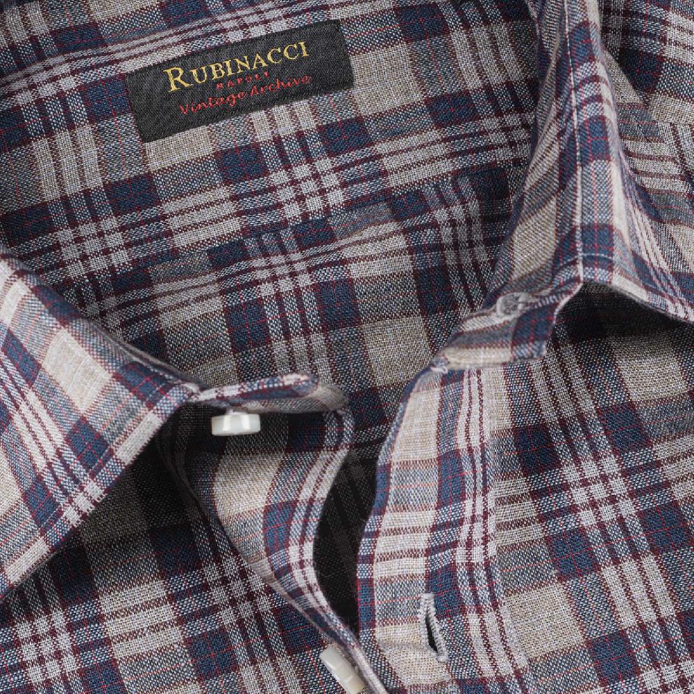 Rubinacci Vintage archive camicia in lino grigio e blu Duty-free