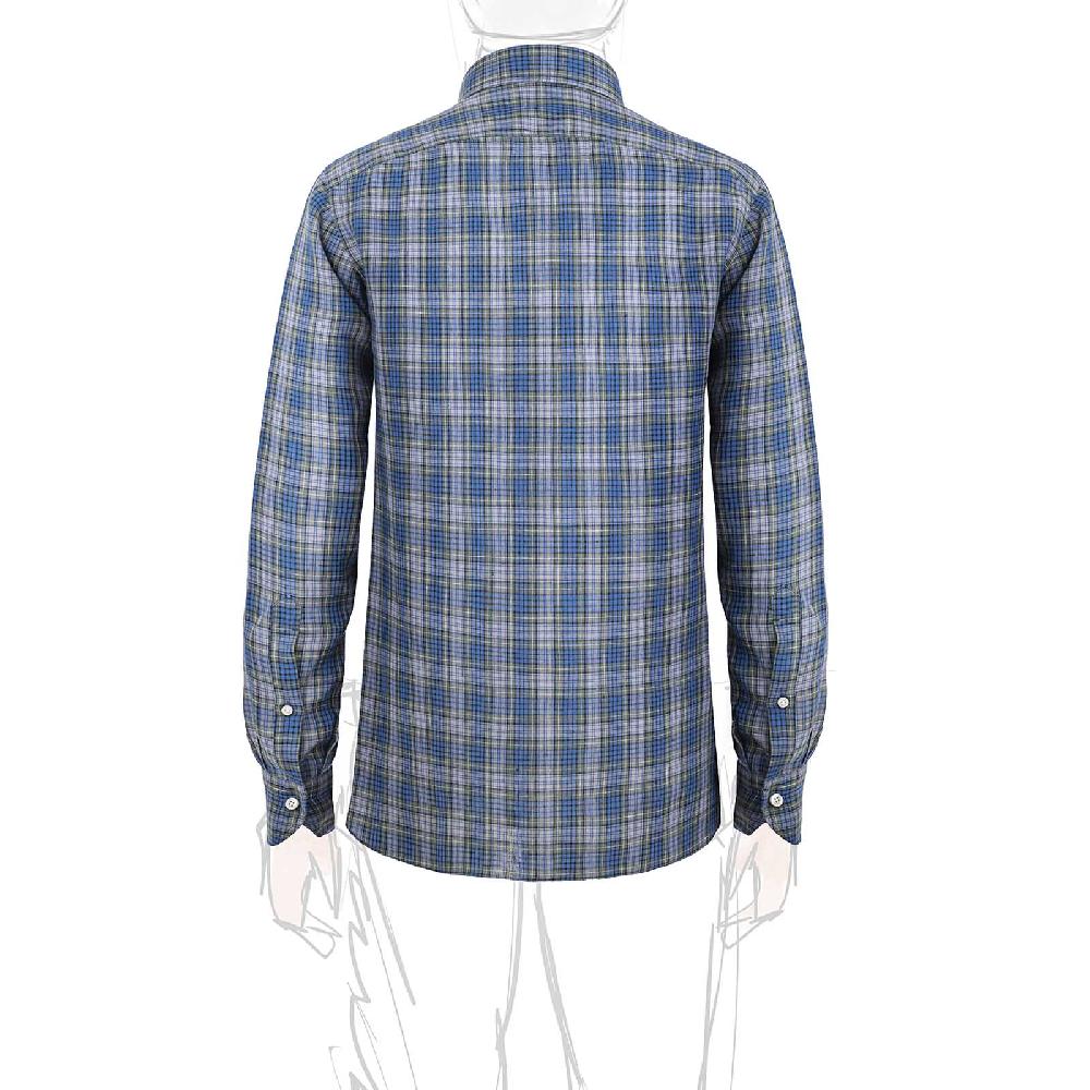 Rubinacci Vintage archive camicia in lino verde e blu 50% di sconto per tempo limitato
