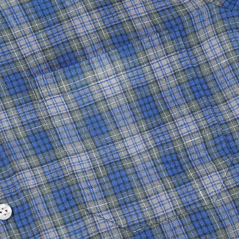 Rubinacci Vintage archive camicia in lino verde e blu 50% di sconto per tempo limitato