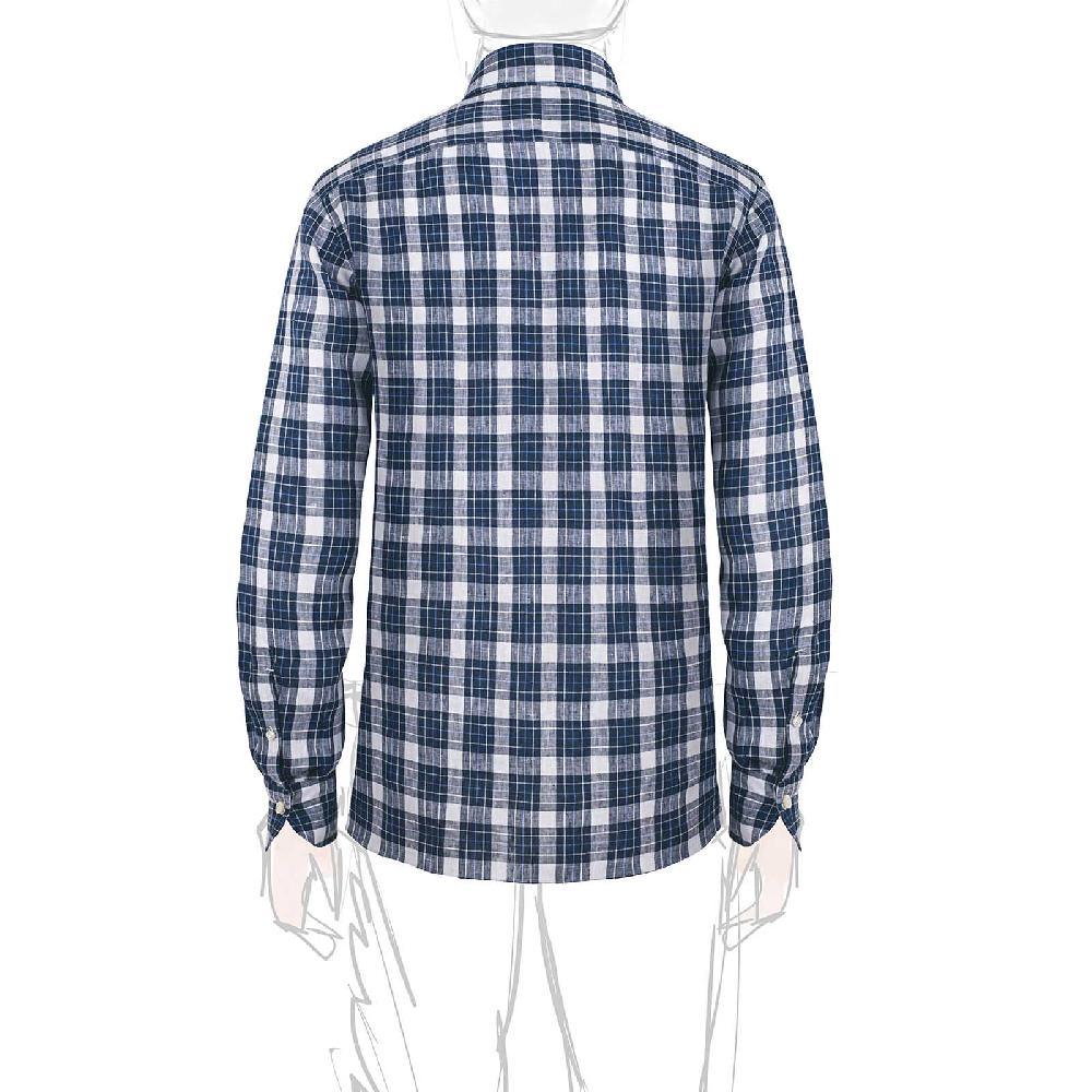 Rubinacci Vintage archive camicia in lino bianco e blu Sconti questo mese
