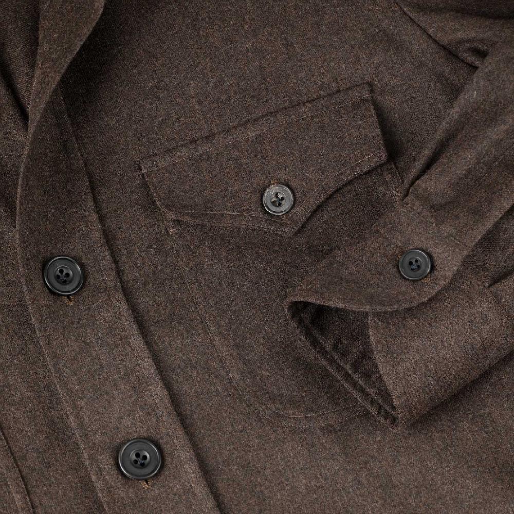 Rubinacci Sahariana in lana marrone Online Outlet