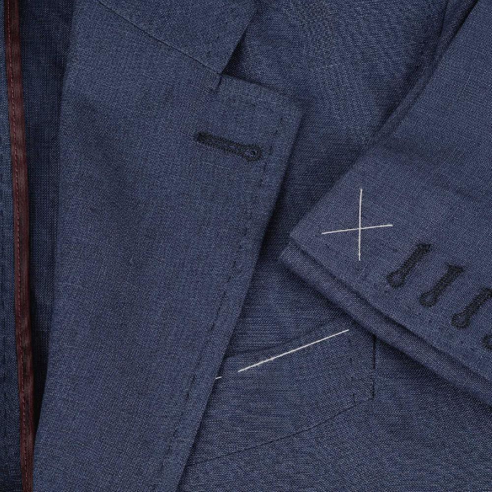 Rubinacci Giacca in lino blu Prezzo Ridotto