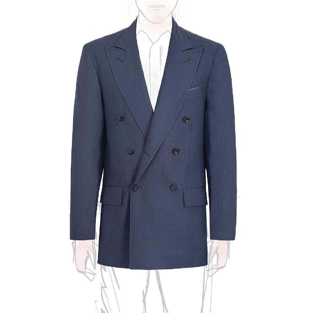 Rubinacci Giacca in lino blu Sottocosto