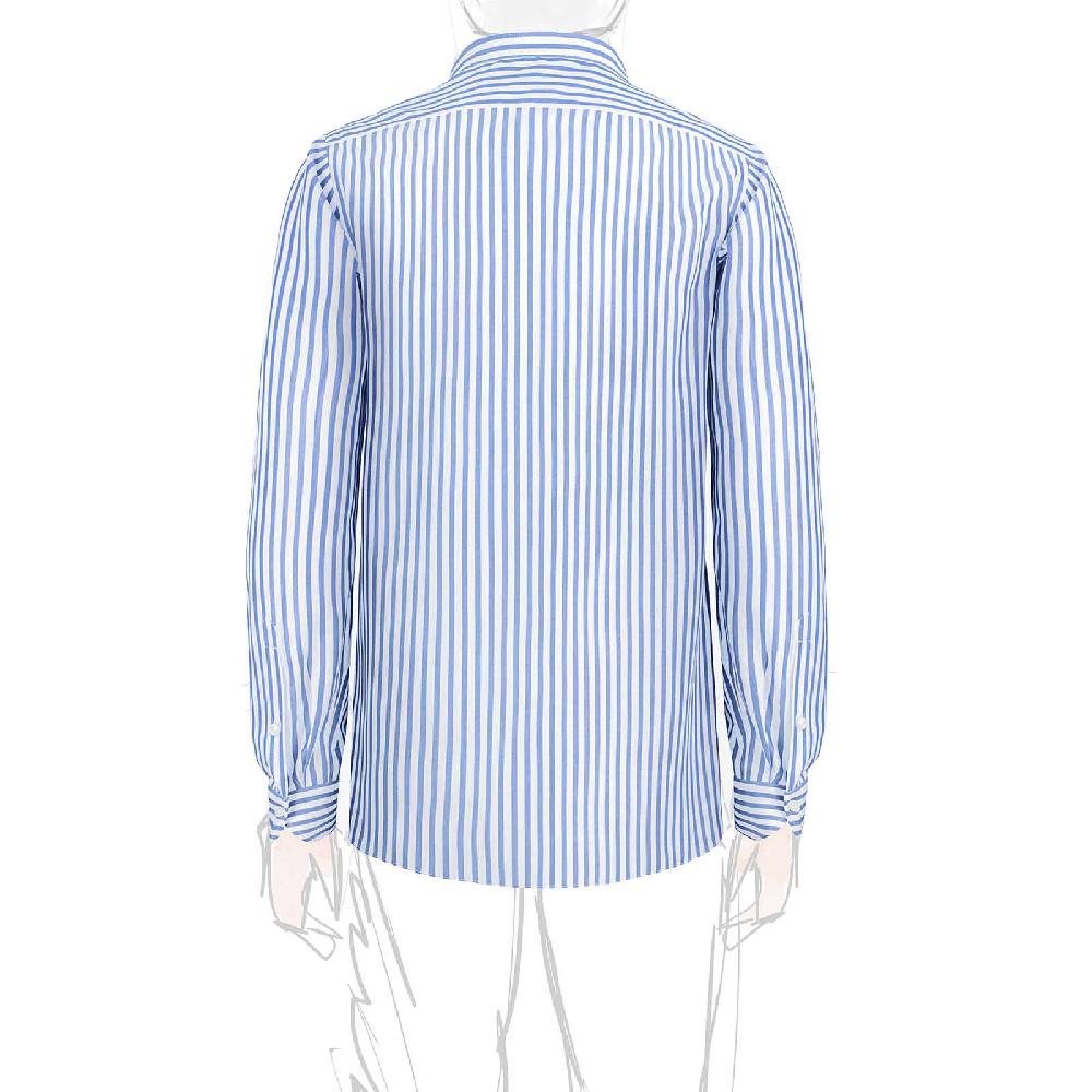 Rubinacci Camicia in cotone rigato bianco e celeste Spedizione gratuita