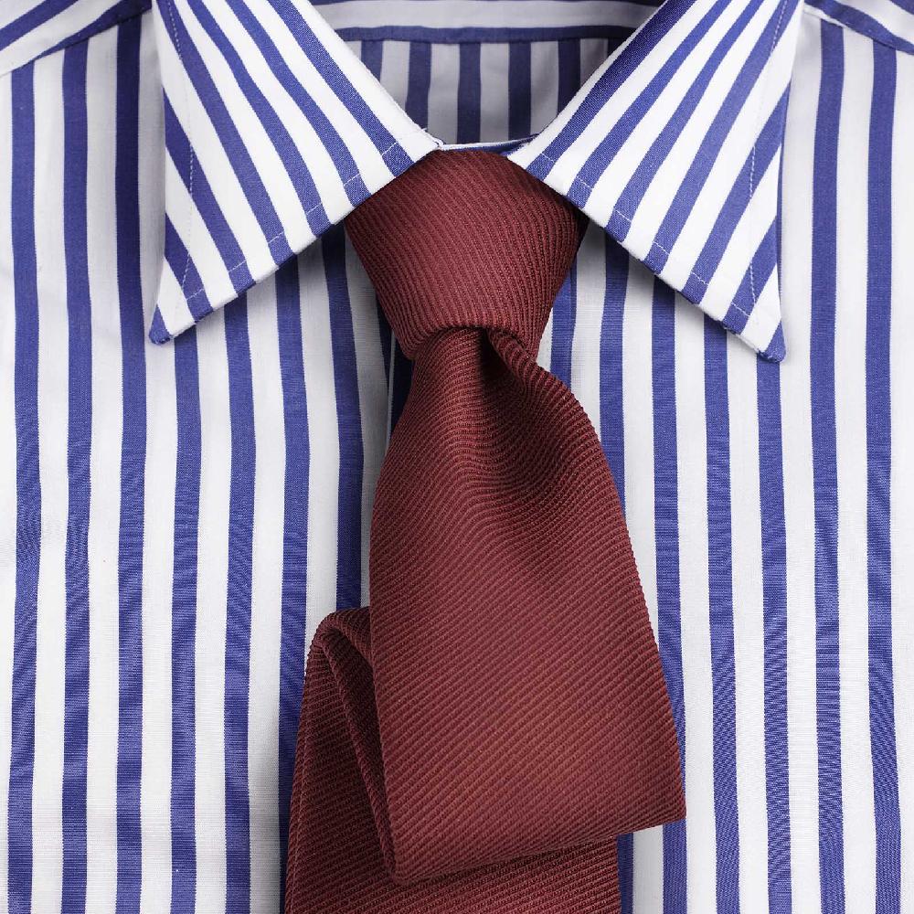 Rubinacci Camicia in cotone rigato bianco e blu Sconto di tempo limitato