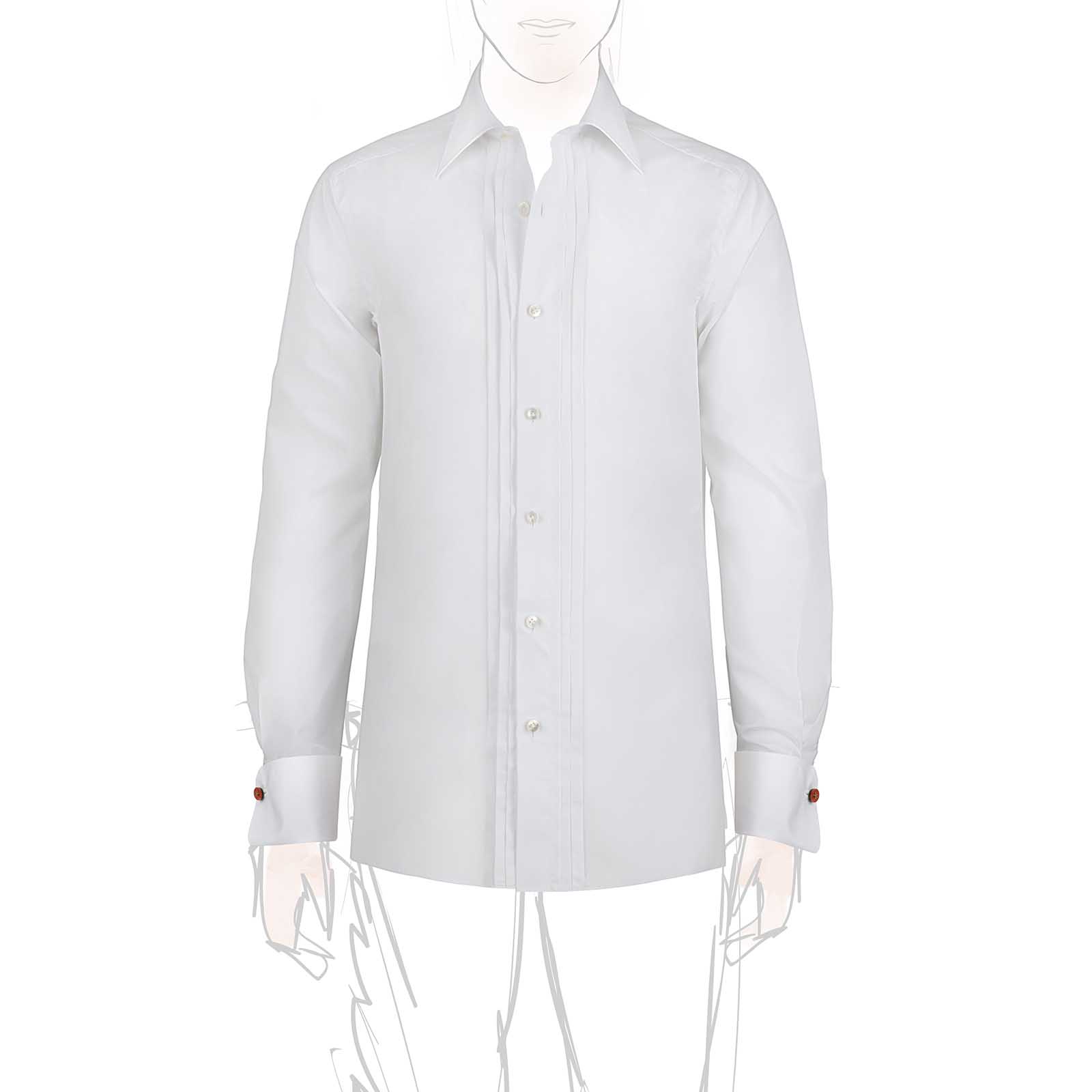 Rubinacci Camicia da smoking in cotone bianca con plisse' Prezzo di fabbrica