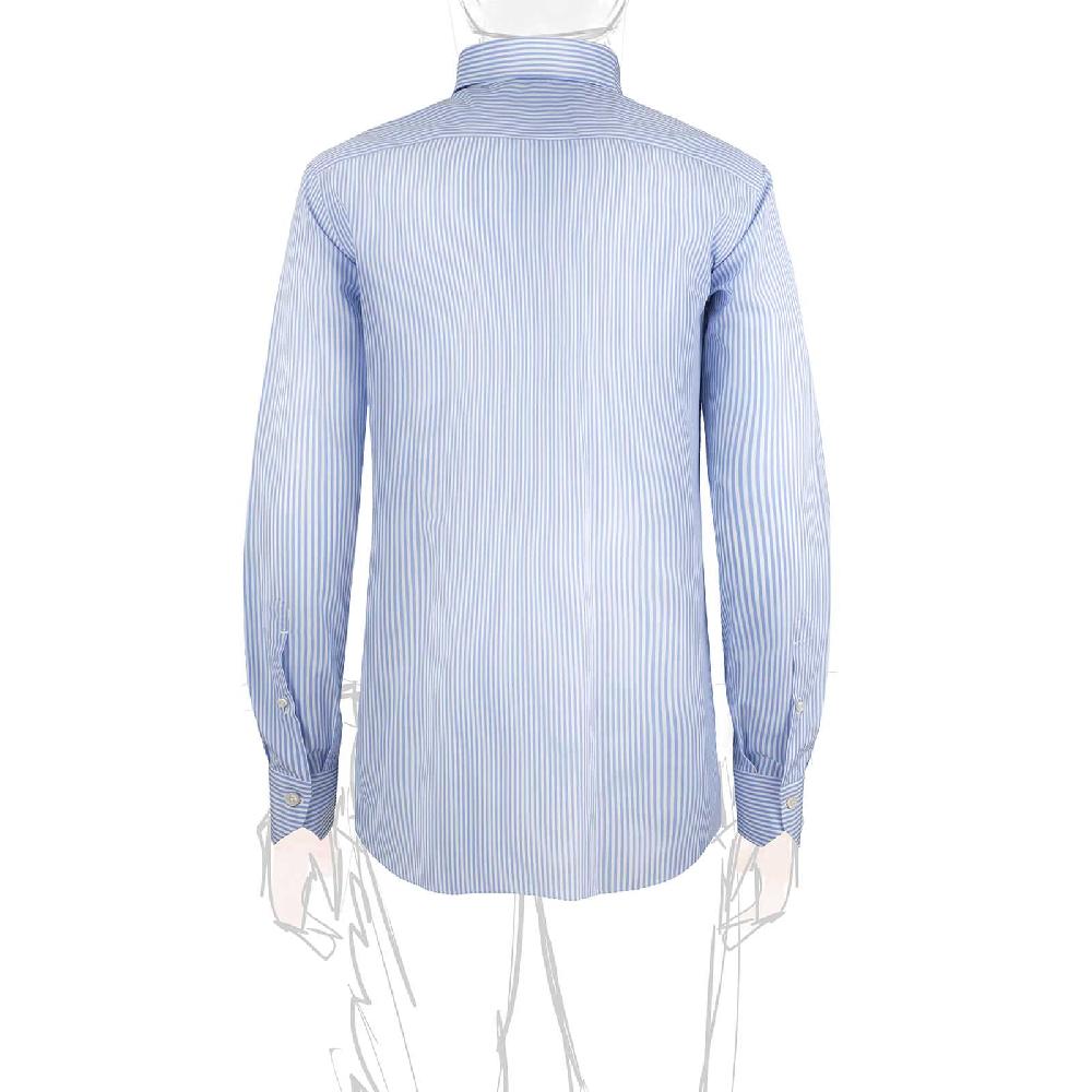 Rubinacci Camicia in cotone rigato bianco e celeste Grande vendita