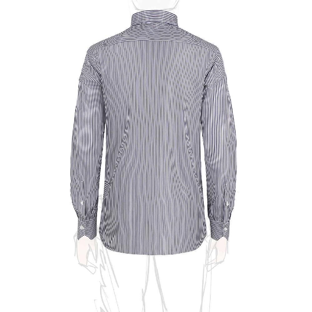 Rubinacci Camicia in cotone rigato bianco e blu Flash Sale
