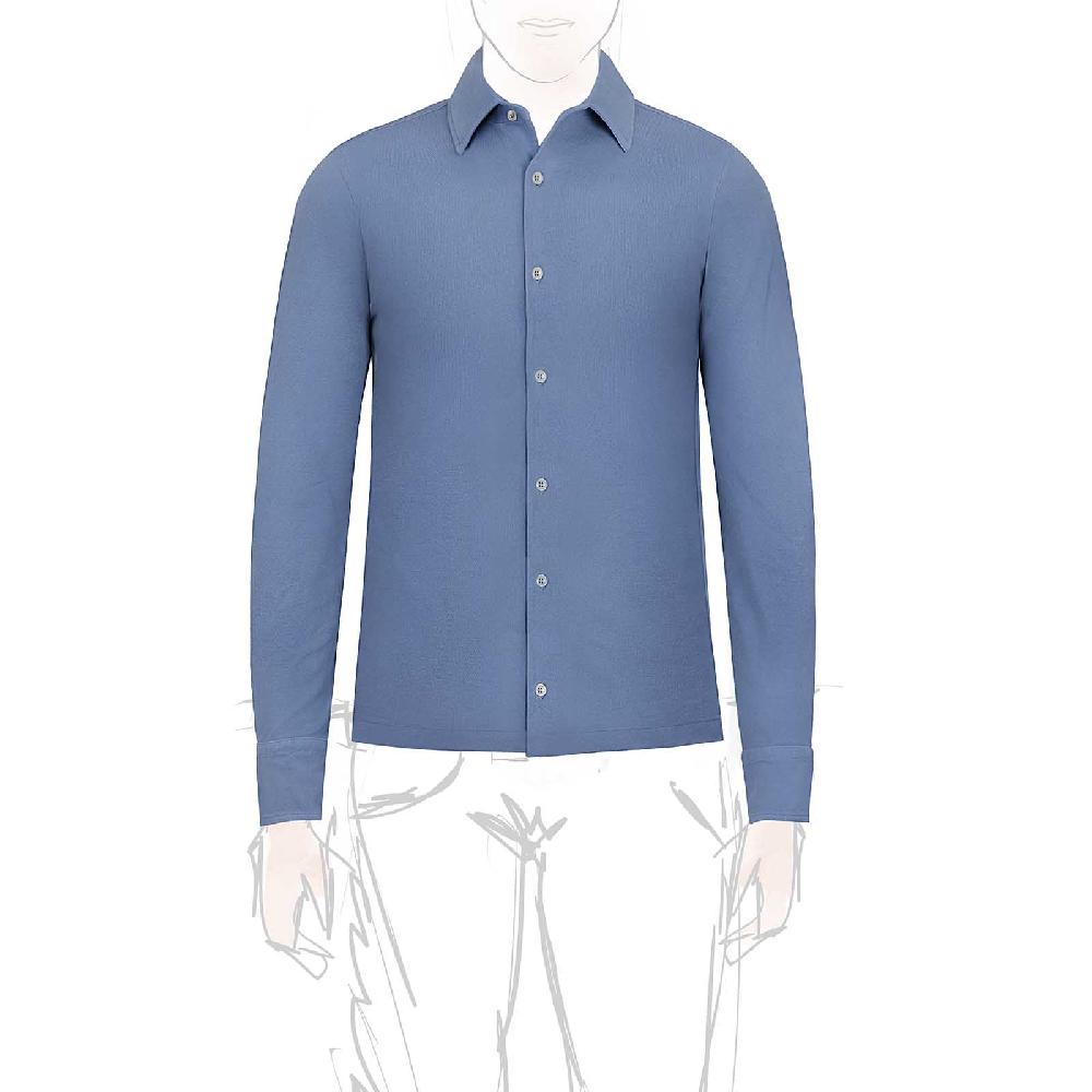 Rubinacci Camicia in piquet jeans Offerta esclusiva