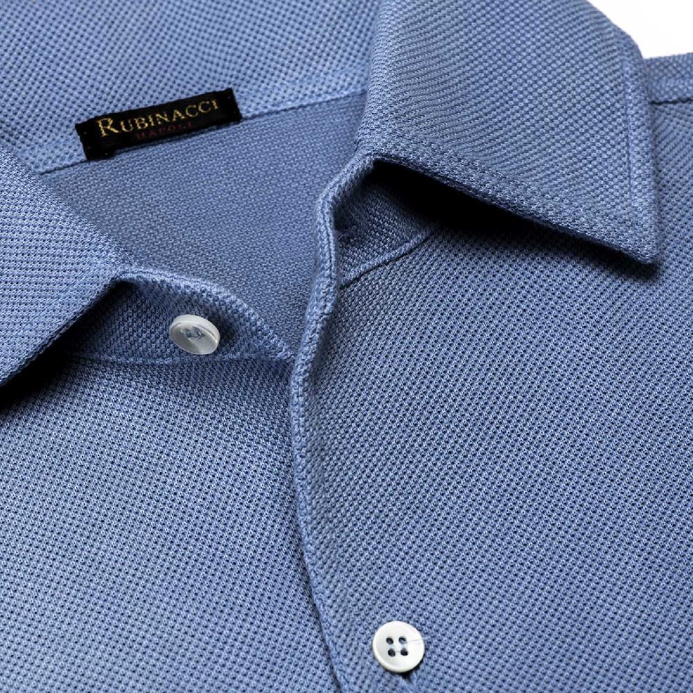 Rubinacci Camicia in piquet jeans Offerta esclusiva
