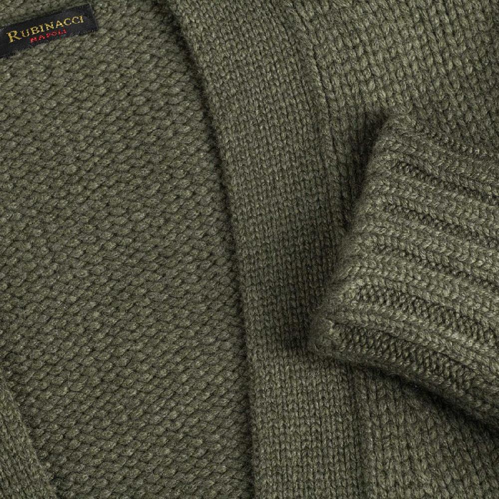 Rubinacci Cardigan cashmere verde oliva Smaltimento dello stoccaggio
