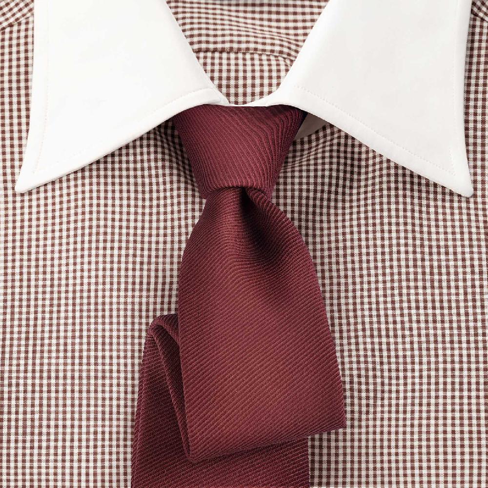 Rubinacci Camicia con collo bianco quadretto marrone Lightning offer