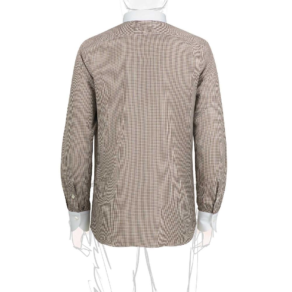 Rubinacci Camicia con collo bianco quadretto marrone Lightning offer