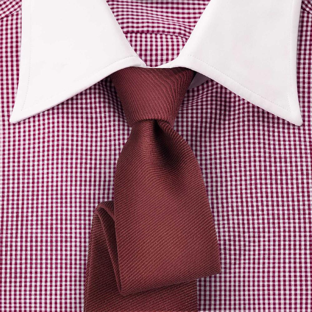 Rubinacci Camicia con collo bianco quadretto bordeaux Grandi sconti