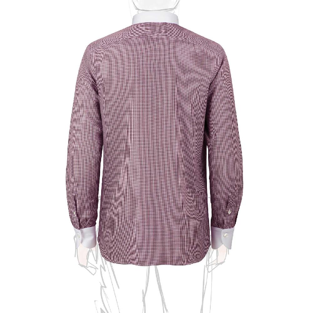 Rubinacci Camicia con collo bianco quadretto bordeaux Grandi sconti