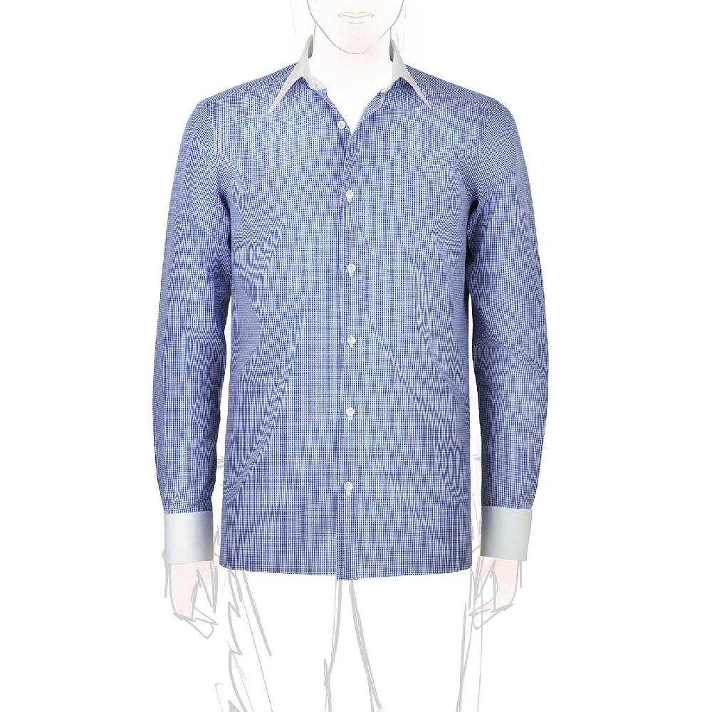 Rubinacci Camicia con collo bianco quadretto blu Nuovi prodotti