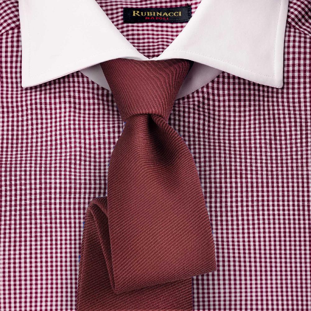 Rubinacci Camicia con collo bianco quadretto bordeaux Offerte stagionali
