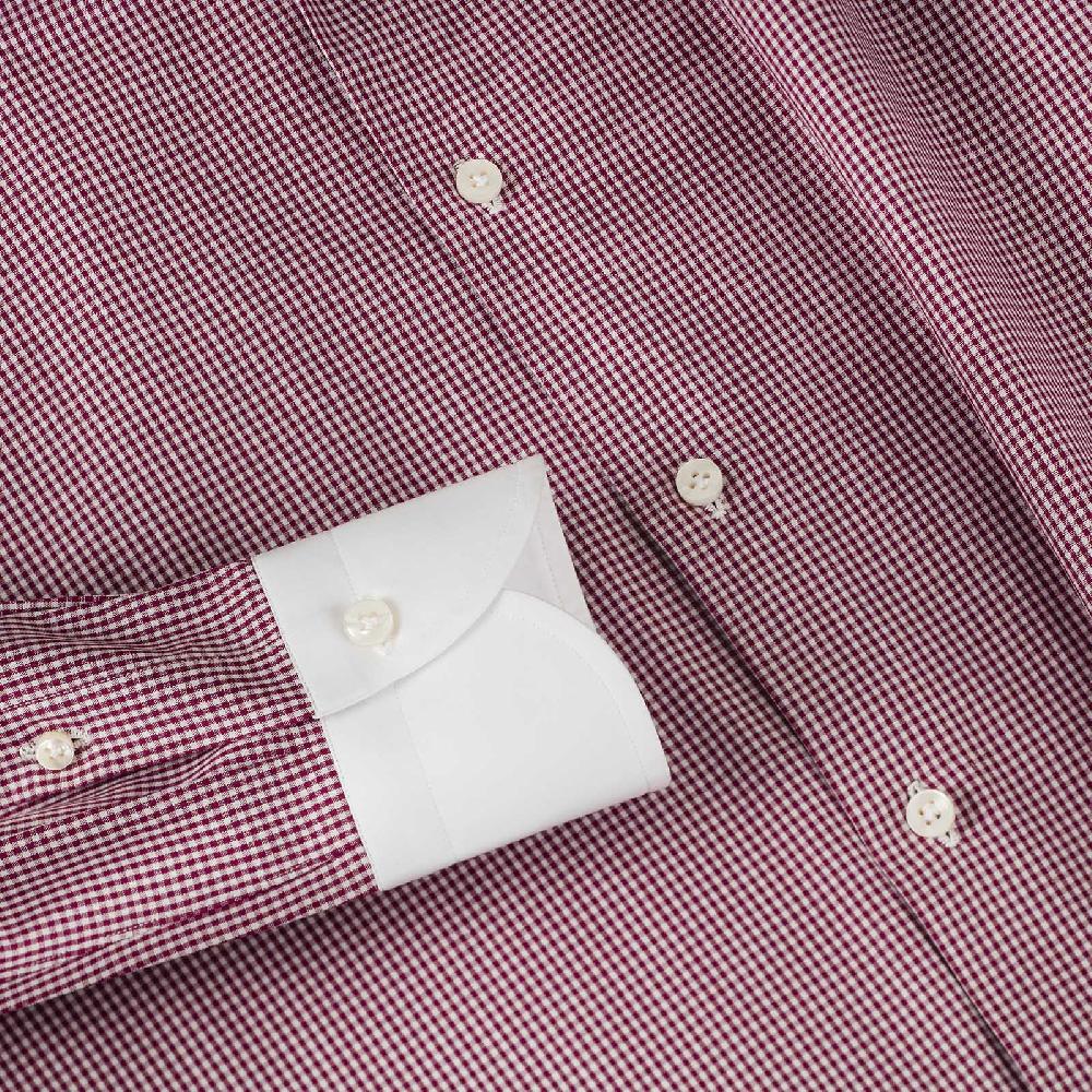 Rubinacci Camicia con collo bianco quadretto bordeaux Offerte stagionali