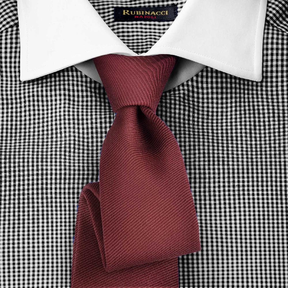 Rubinacci Camicia con collo bianco quadretto nero Liquidazione