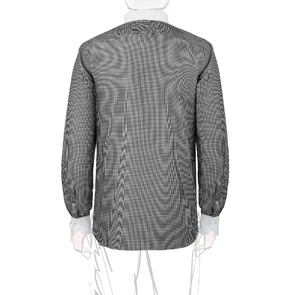 Rubinacci Camicia con collo bianco quadretto nero Liquidazione