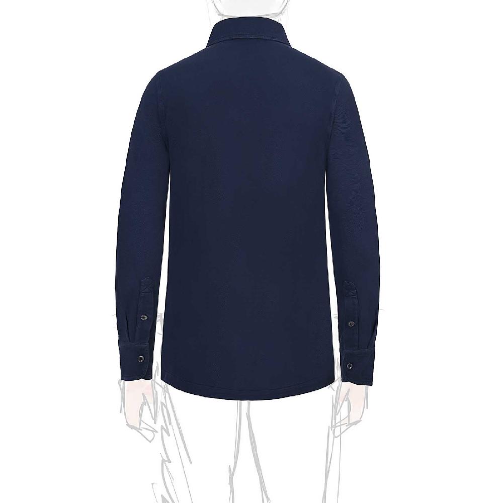 Rubinacci Camicia in piquet blu Sconti VIP