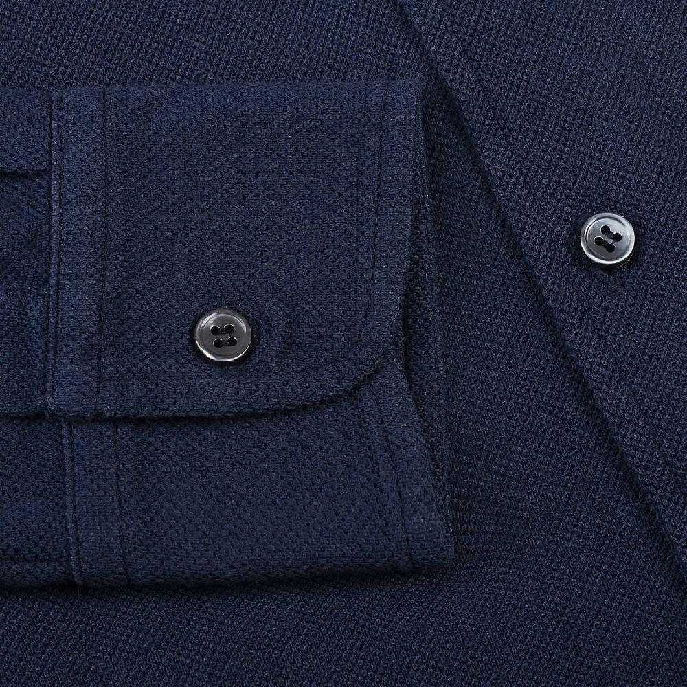 Rubinacci Camicia in piquet blu Sconti VIP