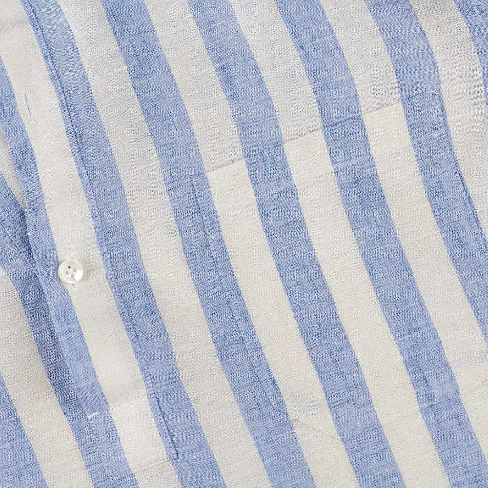 Rubinacci Polo in lino rigato azzurro Offerta settimanale