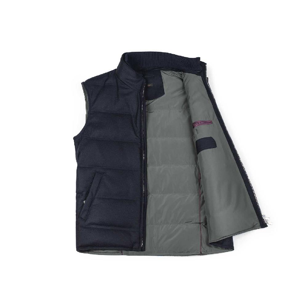 Rubinacci Gilet trapuntato lana e cashmere blu 50% di sconto con spedizione gratuita