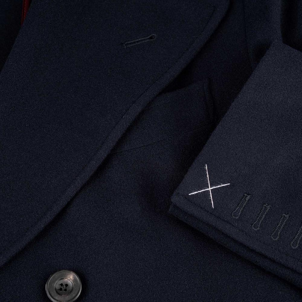 Rubinacci Cappotto Ulster in lana super 200's blu Trasporto libero internazionale