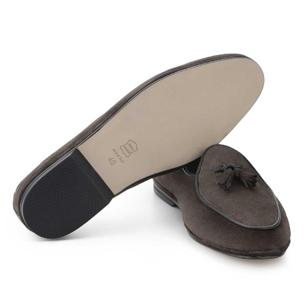 Rubinacci Marphy velour ebano con nappine In Linea