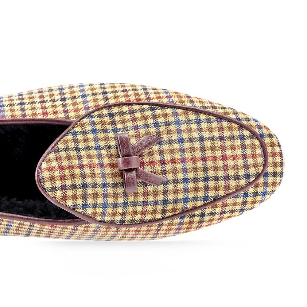 Rubinacci Vintage archive pantofola quadretti marrone Presa