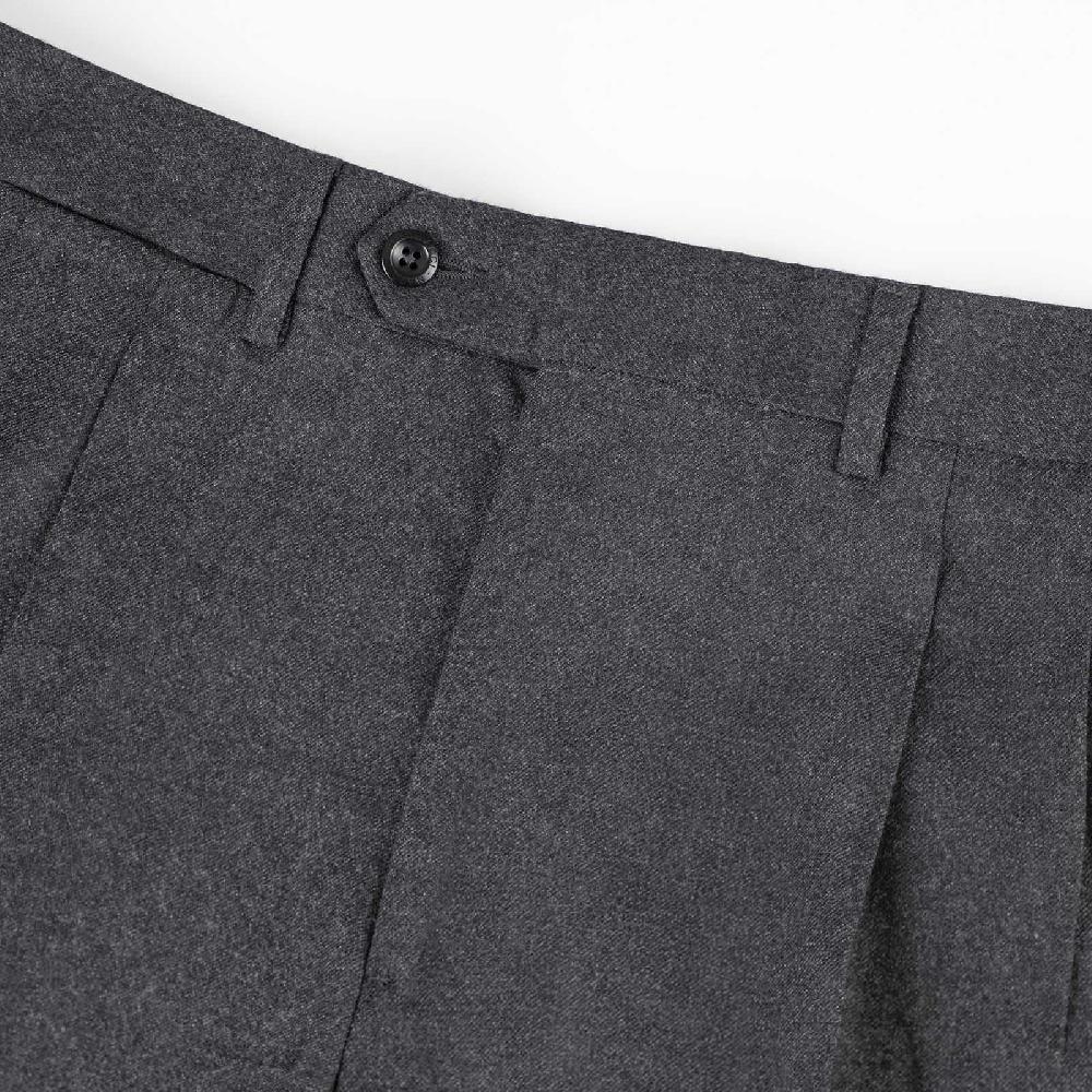 Rubinacci Pantalone 2 pinces in flanella grigio scuro Offerta speciale