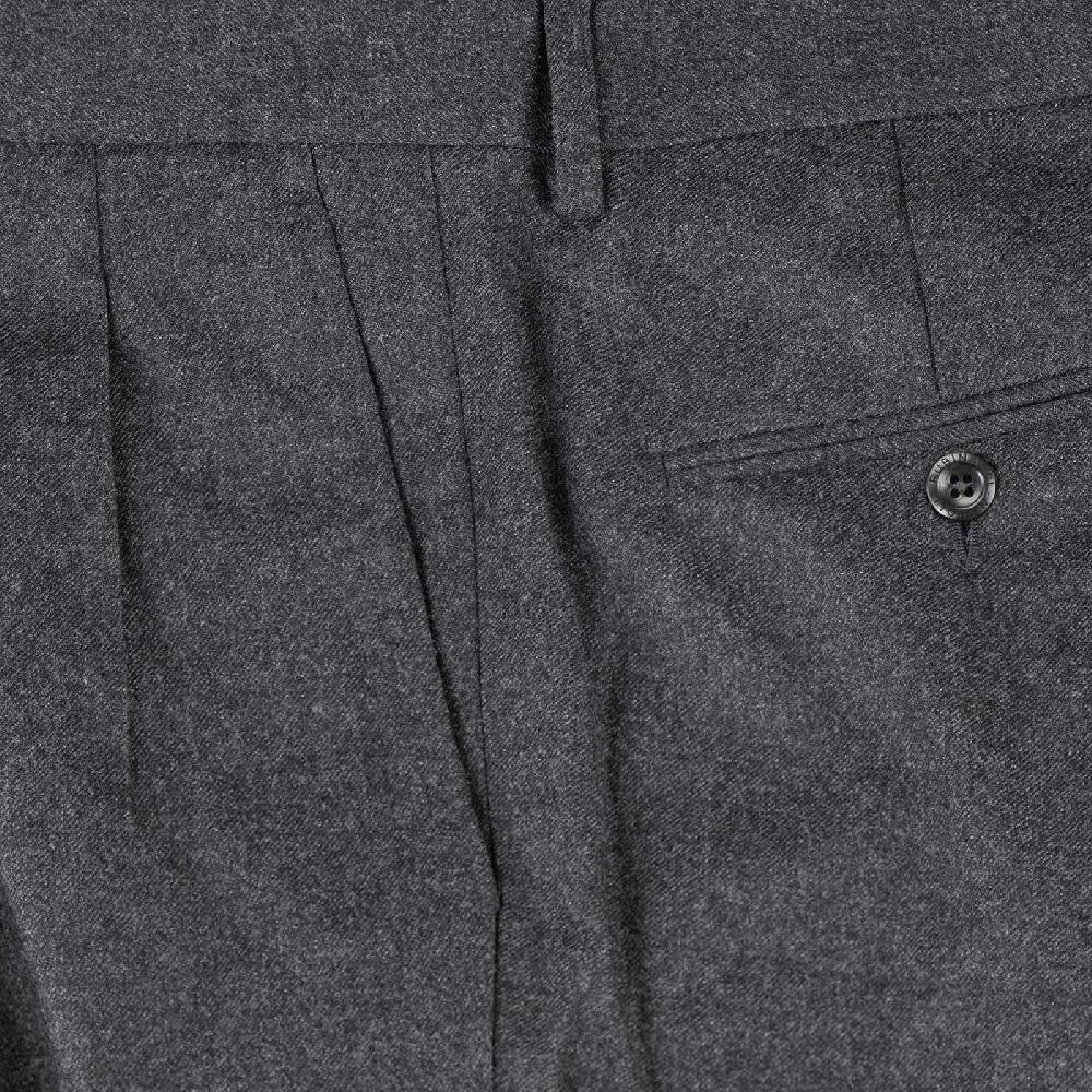 Rubinacci Pantalone 2 pinces in flanella grigio scuro Offerta speciale