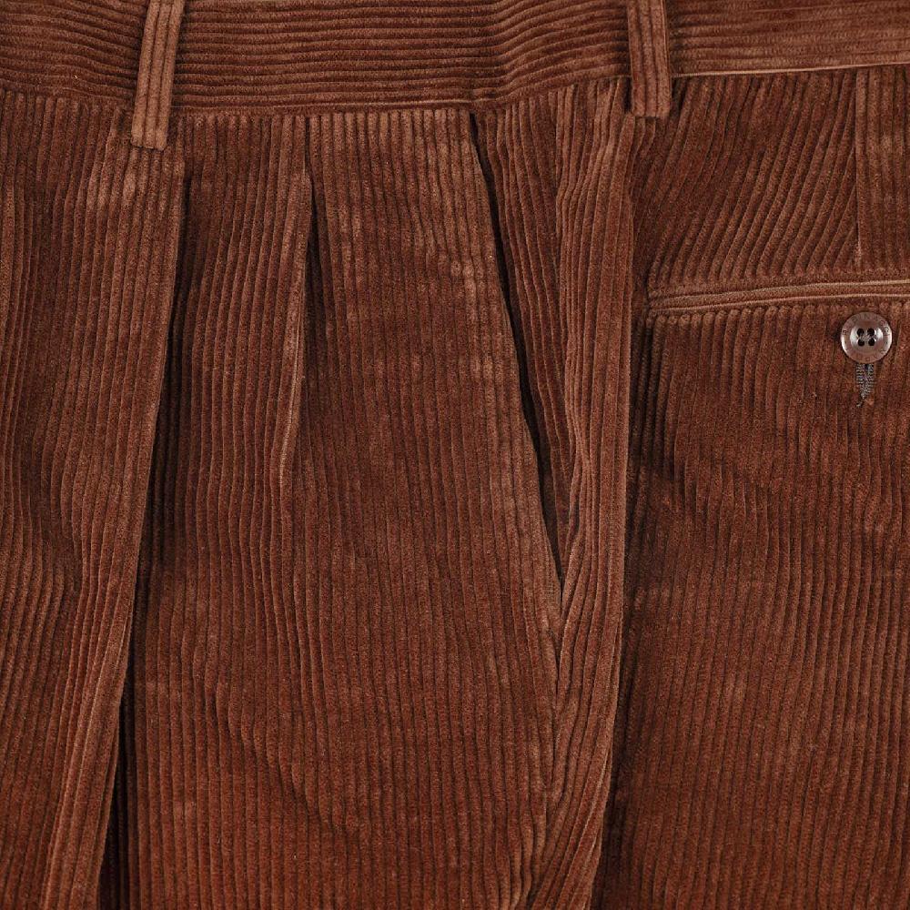 Rubinacci Pantalone 2 pinces in velluto a coste marrone Flash Sale