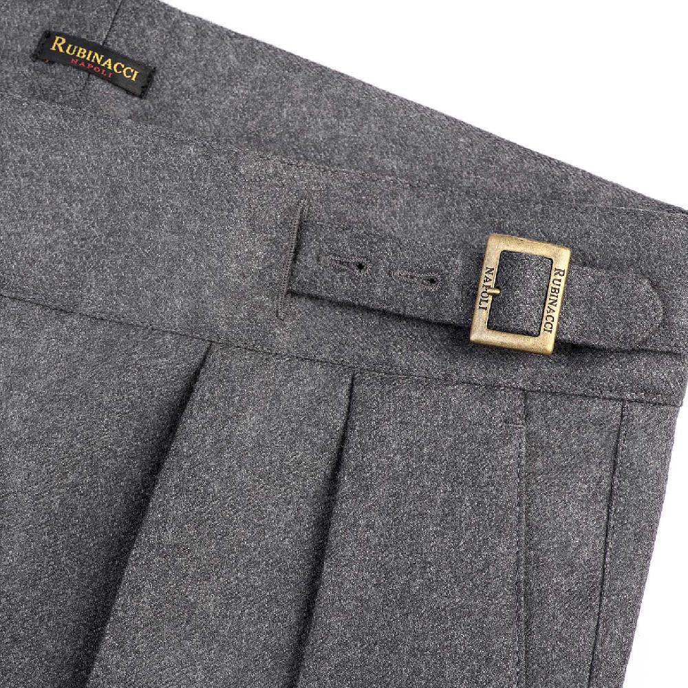 Rubinacci Pantalone manny in flanella grigio scuro limited edition Offerta natalizia