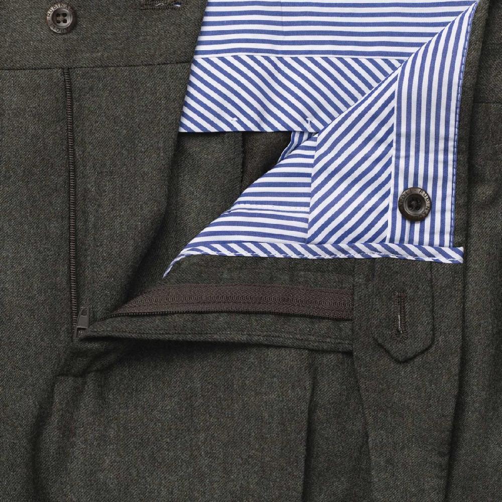 Rubinacci Pantalone genny in flanella verde Offerta San Valentino