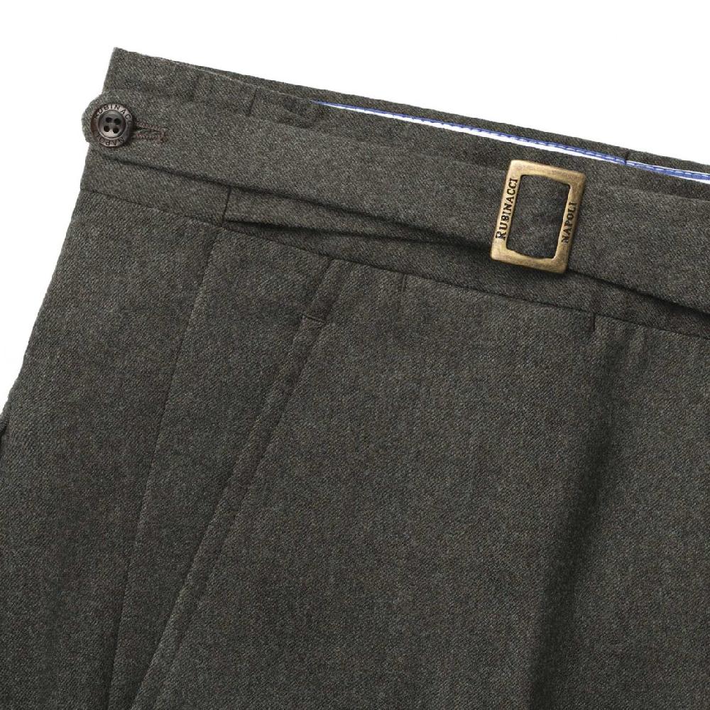 Rubinacci Pantalone genny in flanella verde Offerta San Valentino