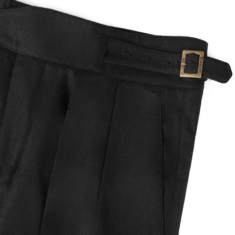 Rubinacci Pantalone manny in flanella nero Grandi sconti
