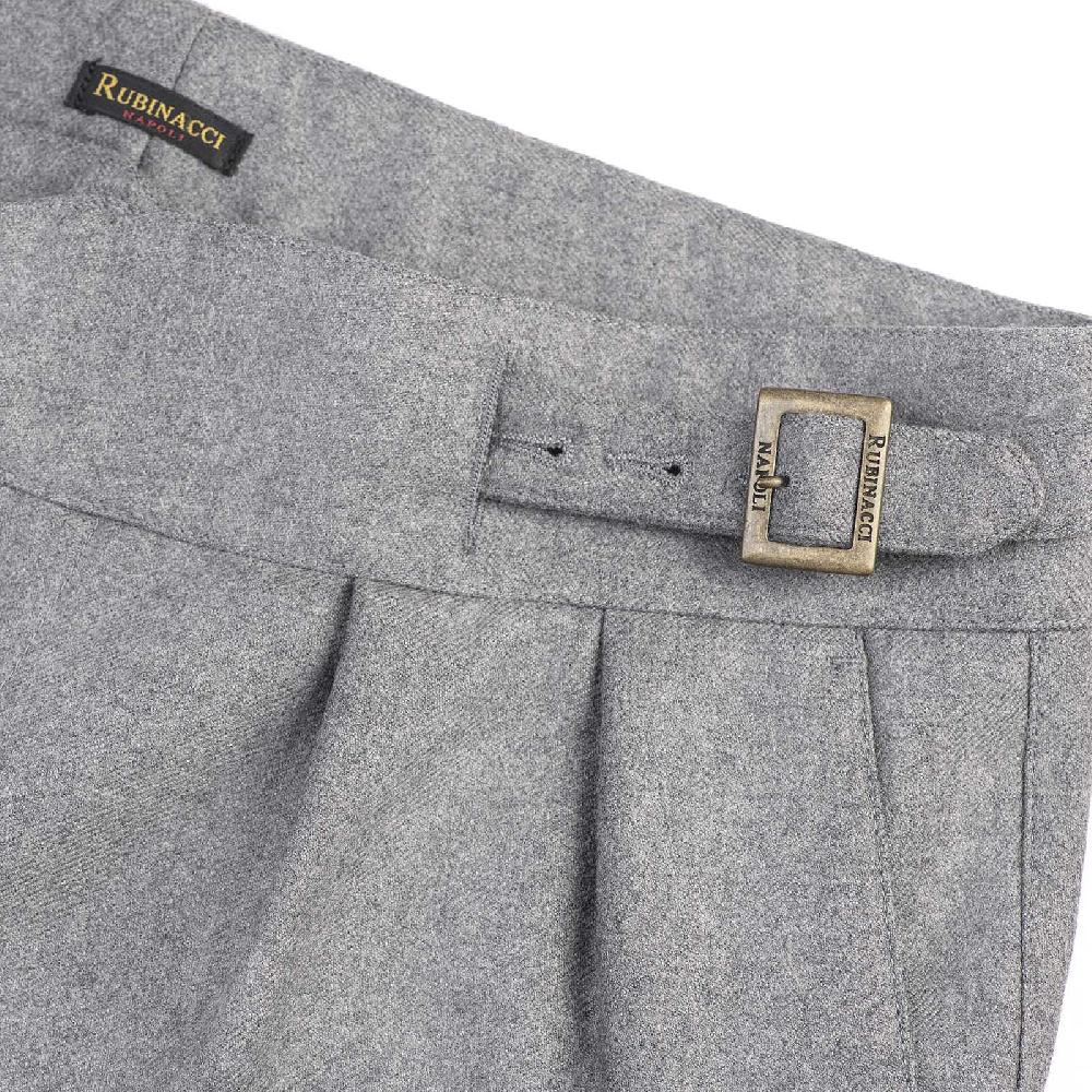 Rubinacci Pantalone manny in flanella grigio chiaro limited edition Sconti VIP