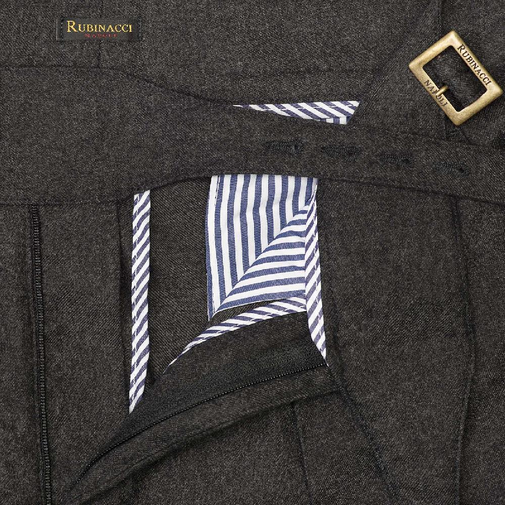 Rubinacci Pantalone manny in flanella grigio scuro Ritorno libero