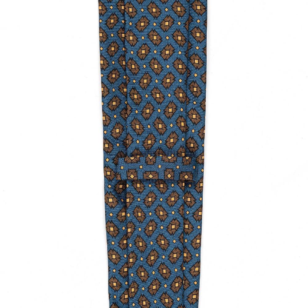 Rubinacci Cravatta in twill di seta ottanio con stampa geometrica Latest stili
