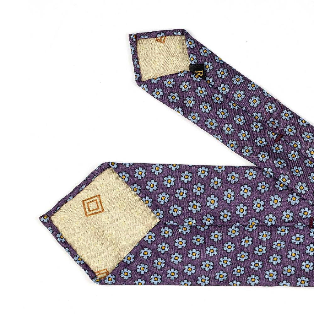 Rubinacci Cravatta in twill di seta con stampa floreale vino Fino al 50% di sconto