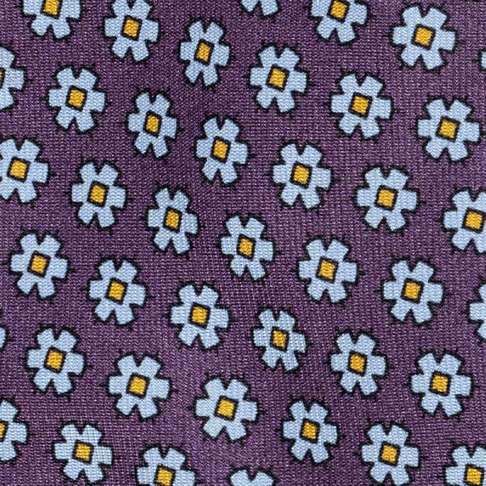 Rubinacci Cravatta in twill di seta con stampa floreale vino Fino al 50% di sconto