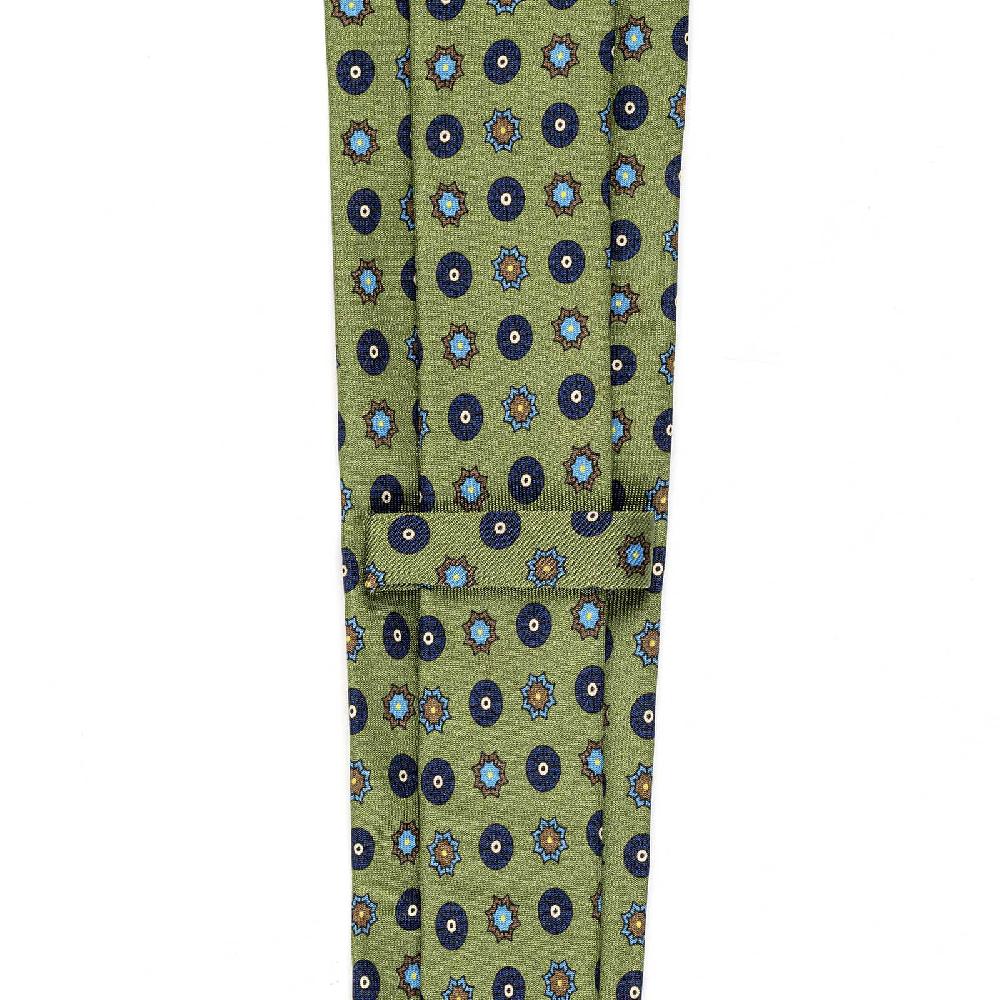 Rubinacci Cravatta in twill di seta con stampa geometrica verde Fino al 60% di sconto