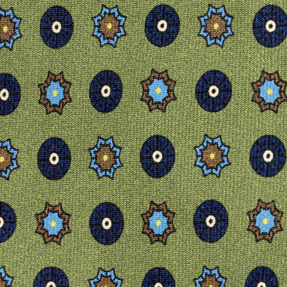 Rubinacci Cravatta in twill di seta con stampa geometrica verde Fino al 60% di sconto