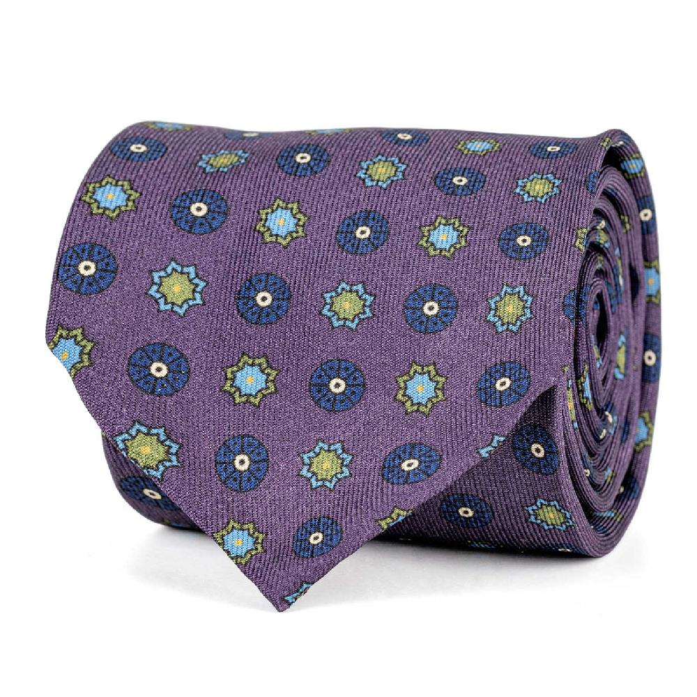 Rubinacci Cravatta in twill di seta con stampa floreale vino Fino al 65% di sconto