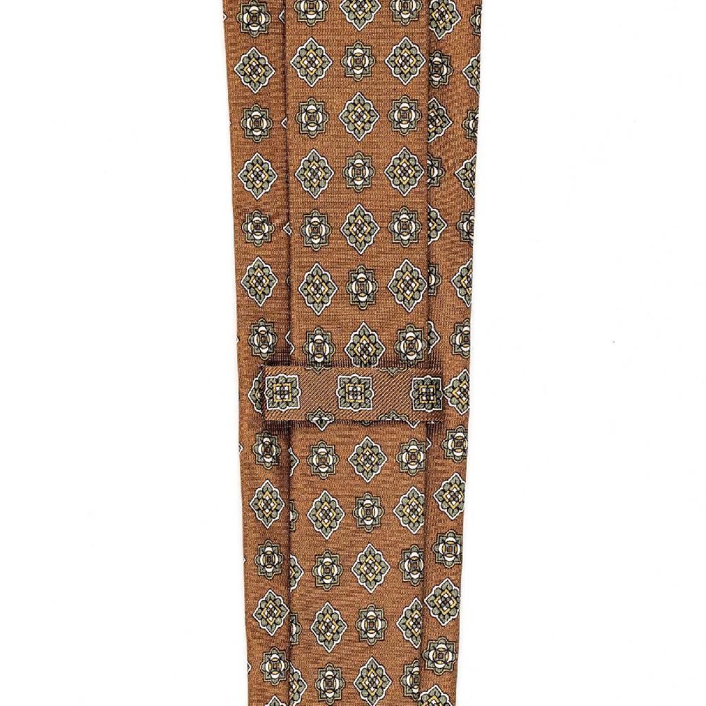 Rubinacci Cravatta in twill di seta con stampa geometrica beige Only for today