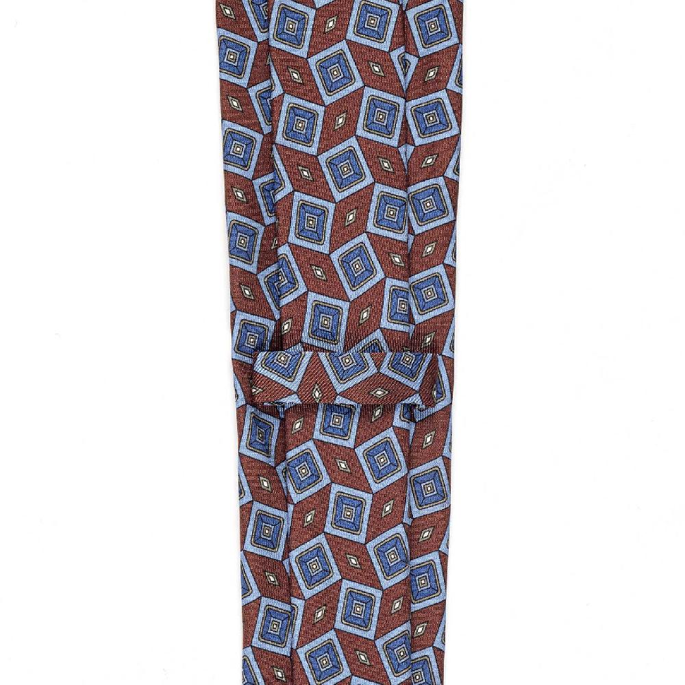Rubinacci Cravatta in twill di seta con stampa geometrica bordeaux Offerta speciale della fabbrica