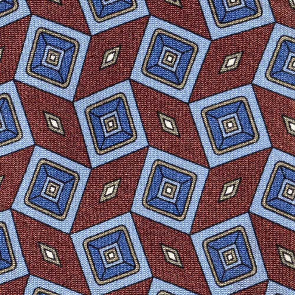 Rubinacci Cravatta in twill di seta con stampa geometrica bordeaux Offerta speciale della fabbrica